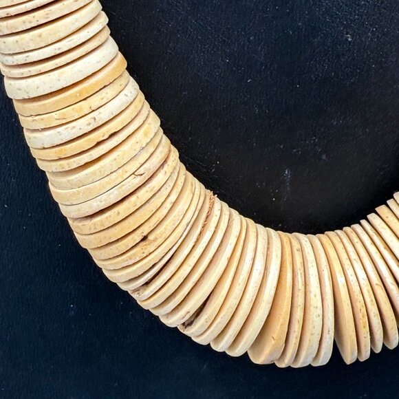 Native American Wood DiskBeads Necklace Boho Traditional Bohemians 25 Inch - Picture 3 of 7